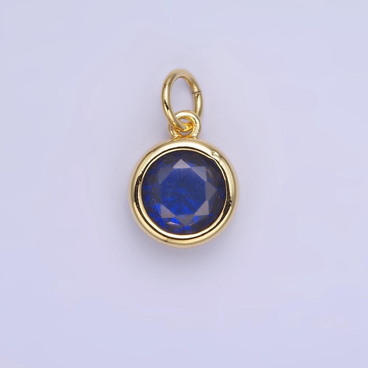 24k gold filled mini round cz clear stone pendant, add on charm mini crystal cz birthstone for necklace bracelet supply | ag780