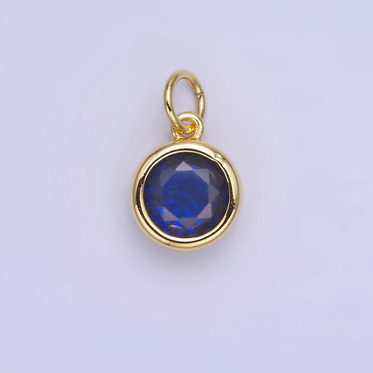 24k gold filled mini round cz clear stone pendant, add on charm mini crystal cz birthstone for necklace bracelet supply | ag780