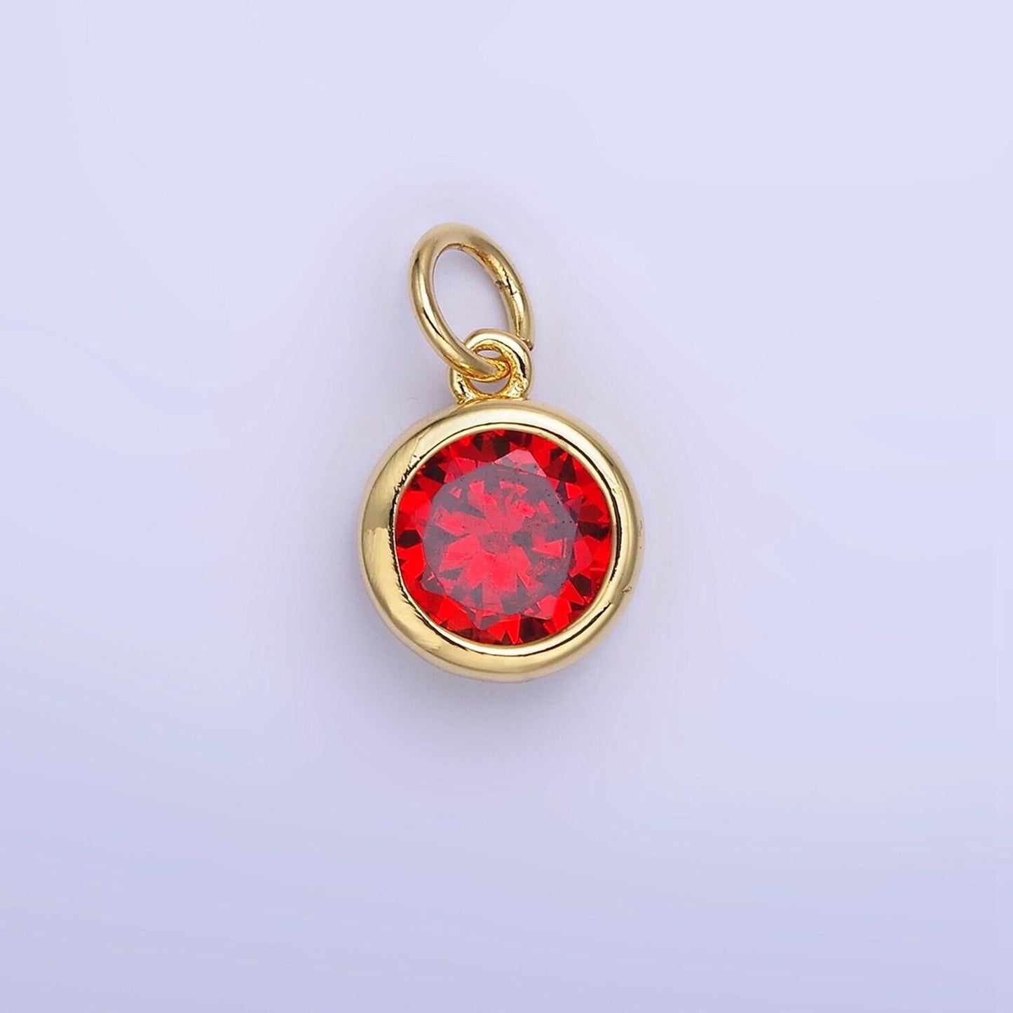 24k gold filled mini round cz clear stone pendant, add on charm mini crystal cz birthstone for necklace bracelet supply | ag780