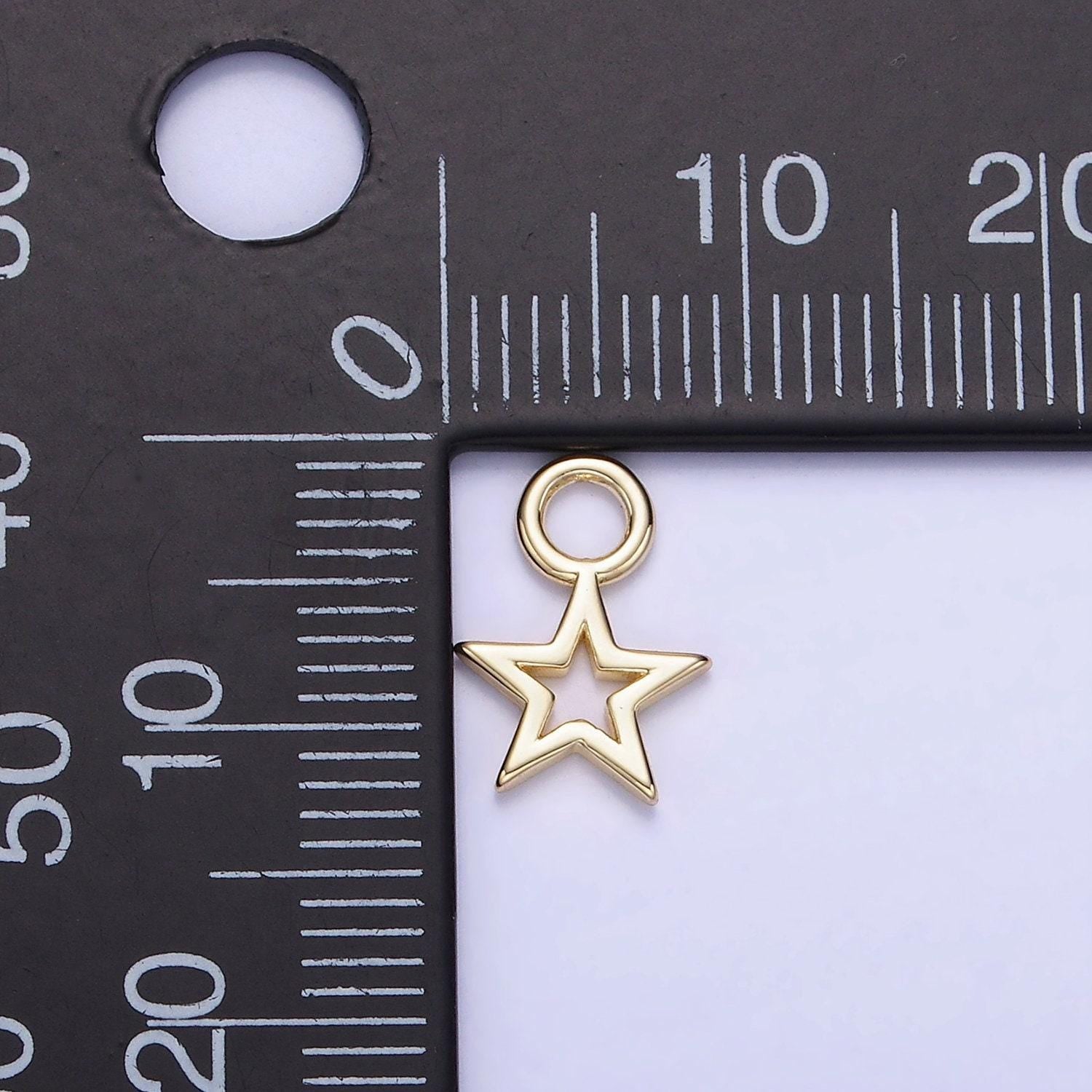 14k gold filled open celestial star mini charm | ag-754
