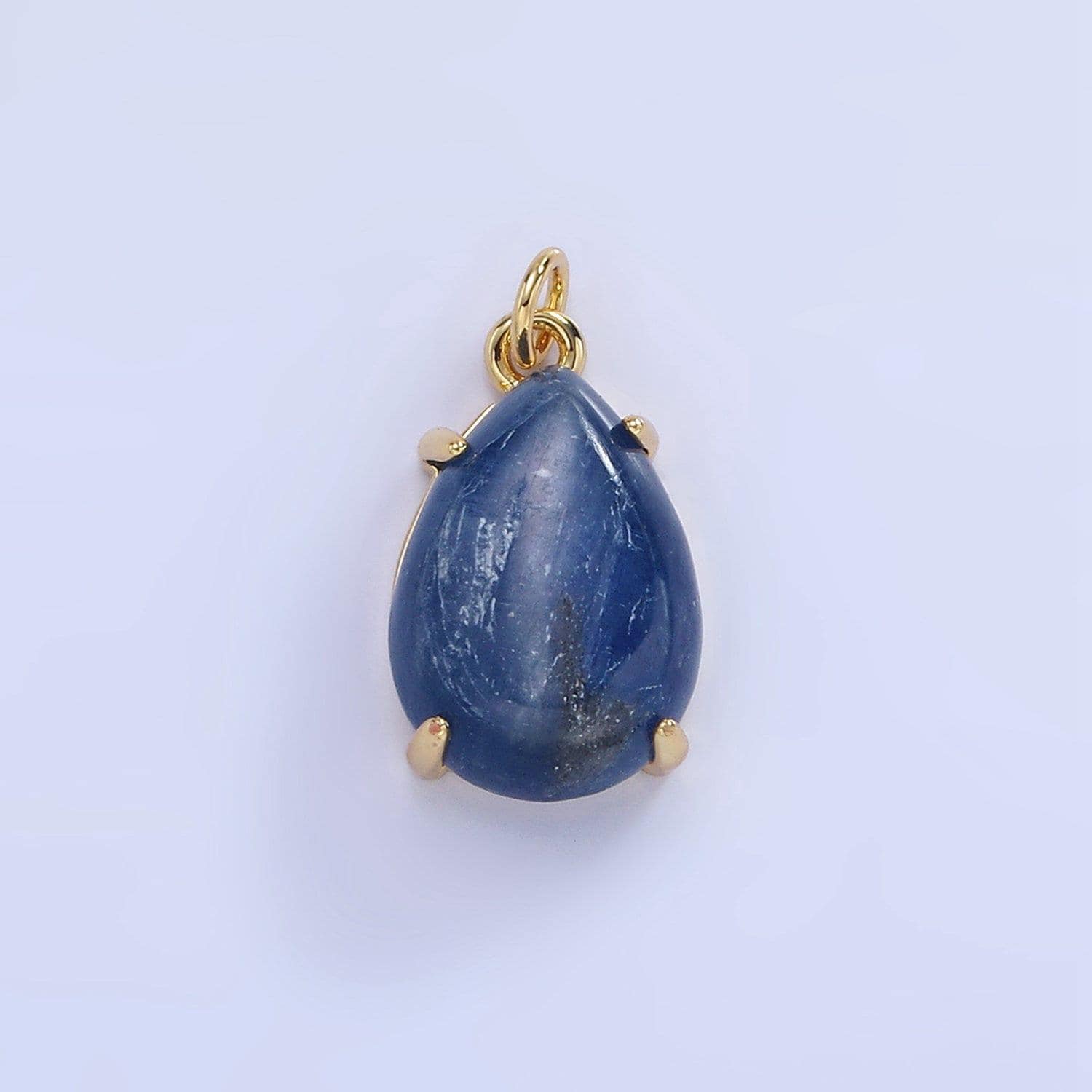 14k gold filled 18mm blue kyanite gemstone teardrop charm | ag-752