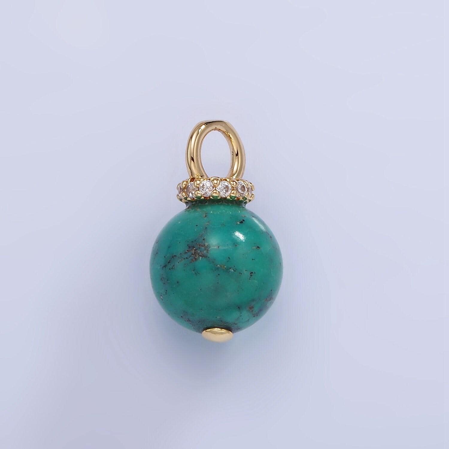 14k gold filled turquoise, fuchsite green gemstone round drop pendant | ag748 ag750