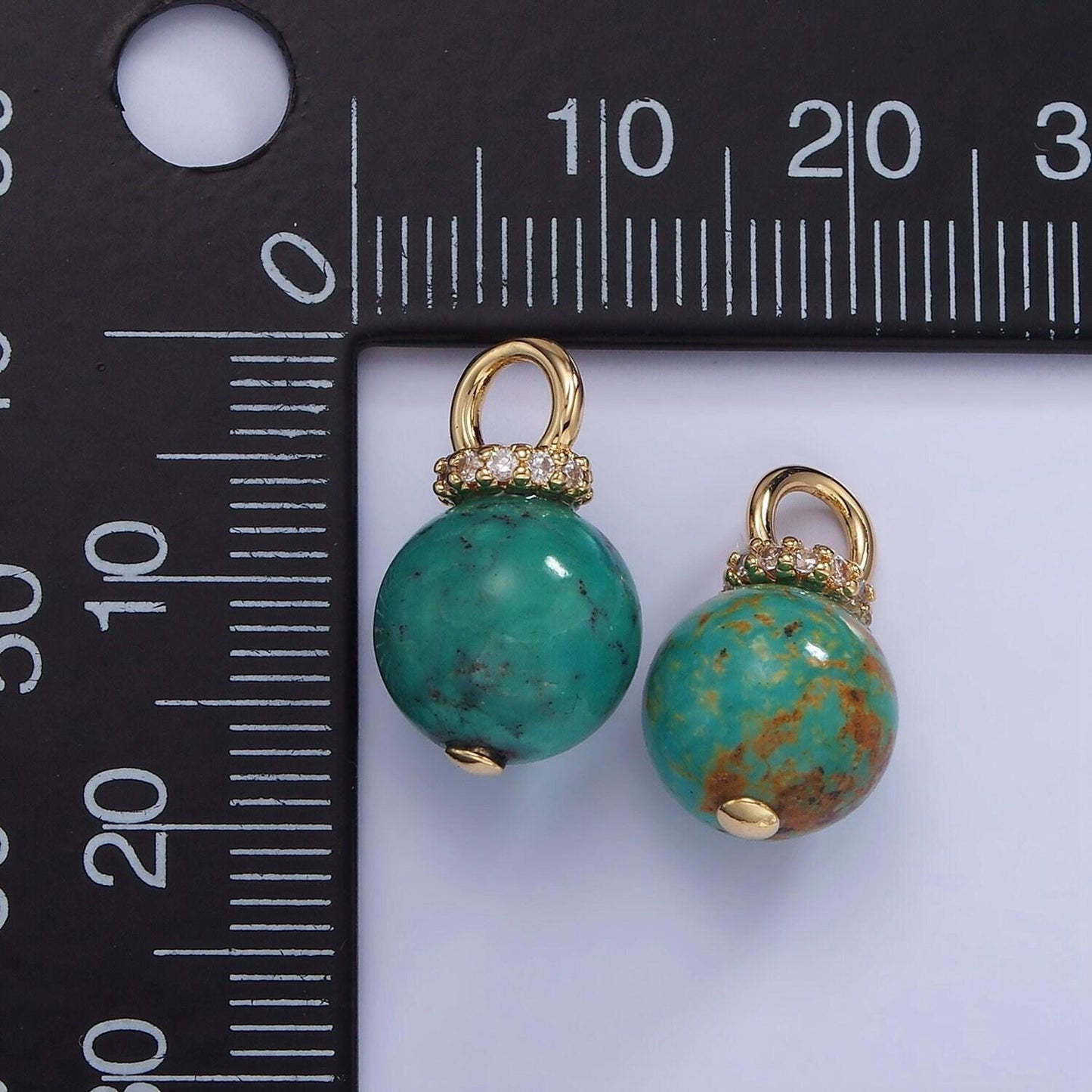 14k gold filled turquoise, fuchsite green gemstone round drop pendant | ag748 ag750