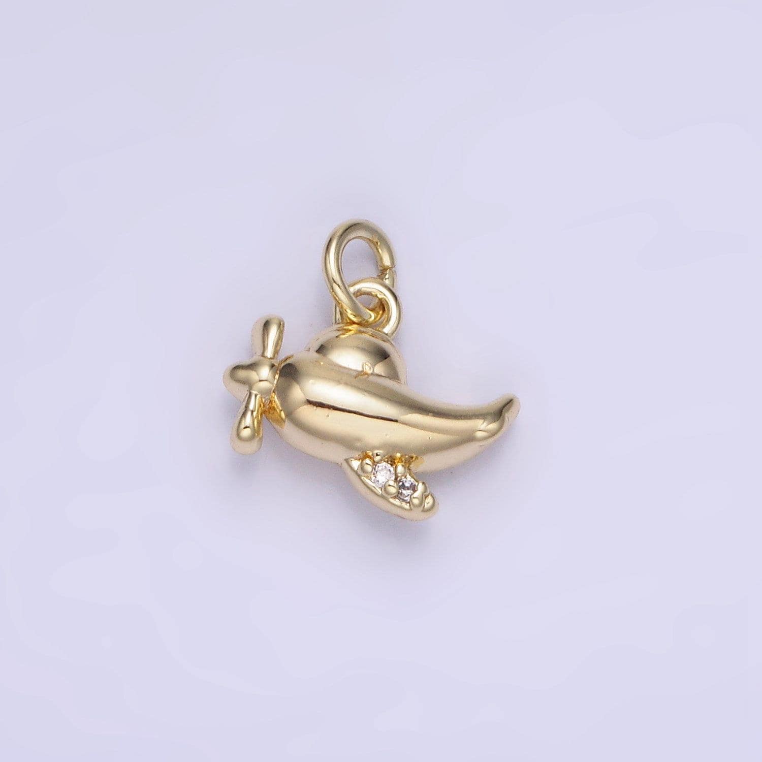 14k gold filled micro paved cz baby plane vehicle charm | ag-742