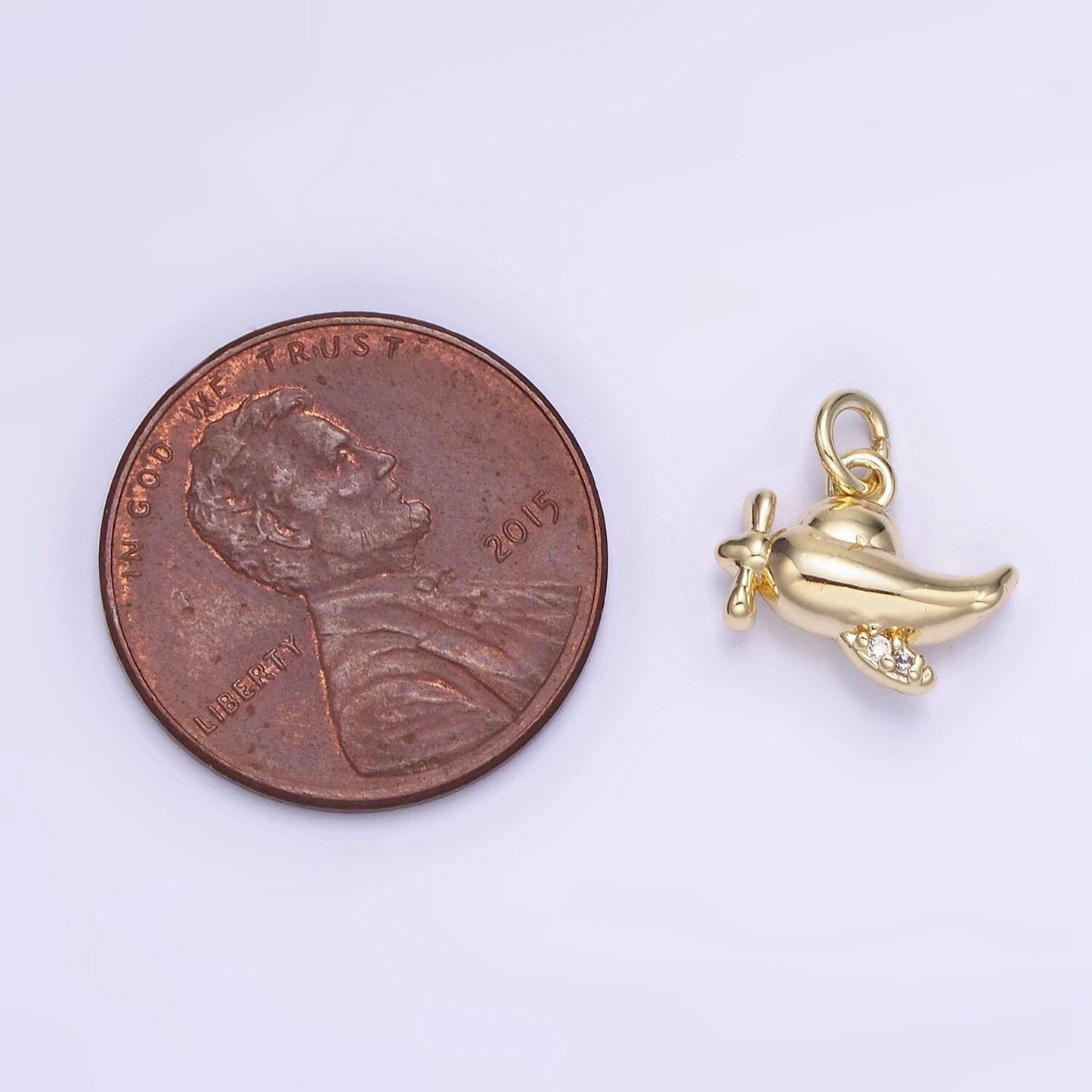 14k gold filled micro paved cz baby plane vehicle charm | ag-742