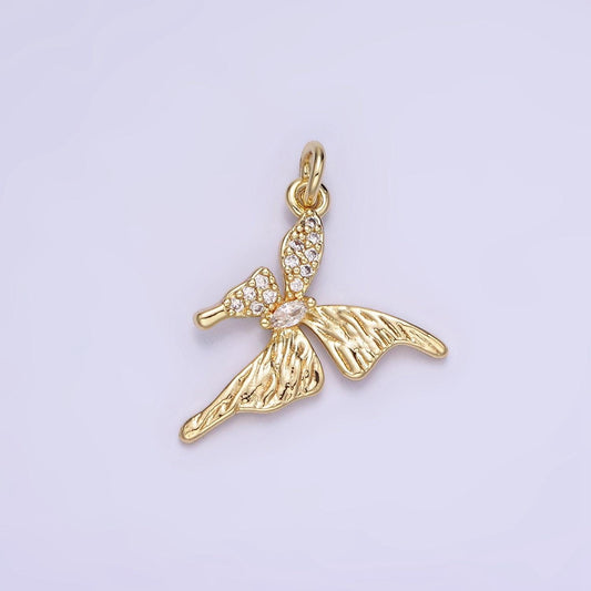 14k gold filled 20mm micro paved cz butterfly insect wings | ag-734