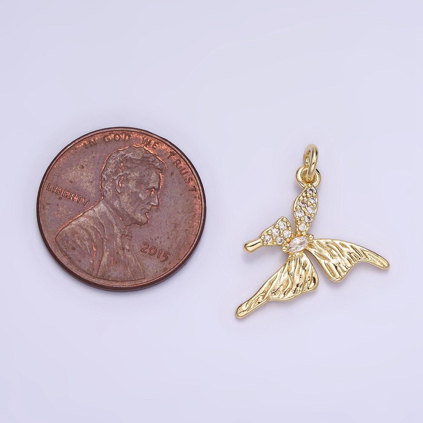 14k gold filled 20mm micro paved cz butterfly insect wings | ag-734