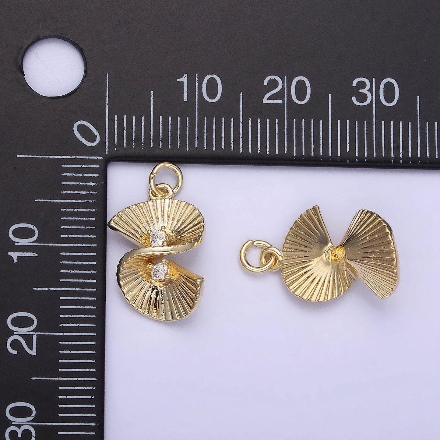 14k gold filled double cz swirled fan sunburst infinity charm | ag724