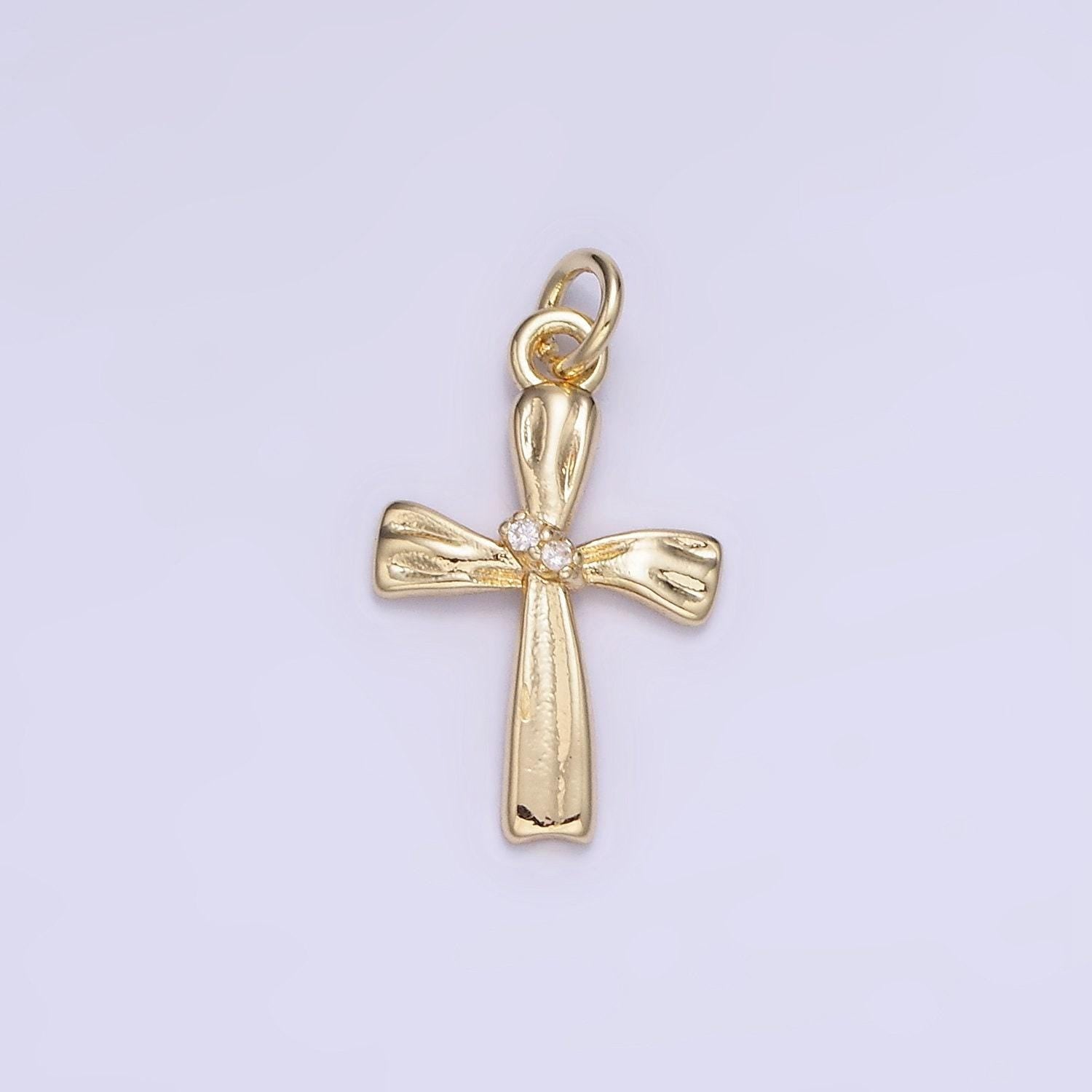 Dainty gold cross charm minimalist gold filled cross pendant dangle charm for religious jewelry supply ag720