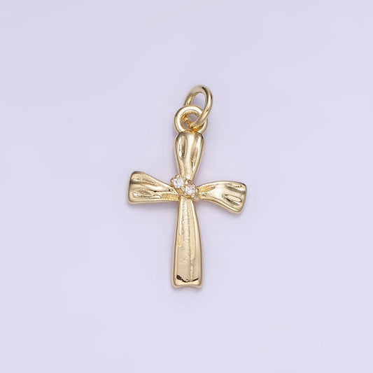 Dainty gold cross charm minimalist gold filled cross pendant dangle charm for religious jewelry supply ag720