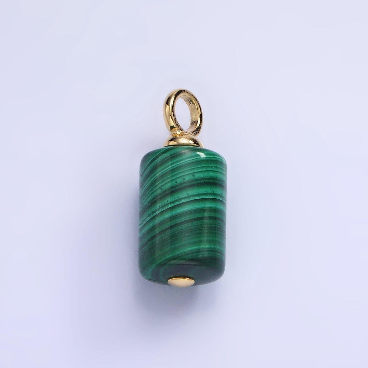 14k gold filled 19mm malachite gemstone tube cylinder drop charm | ag-706