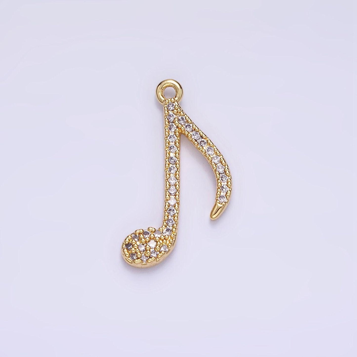14k gold filled music eight note micro paved cz charm | ag-704