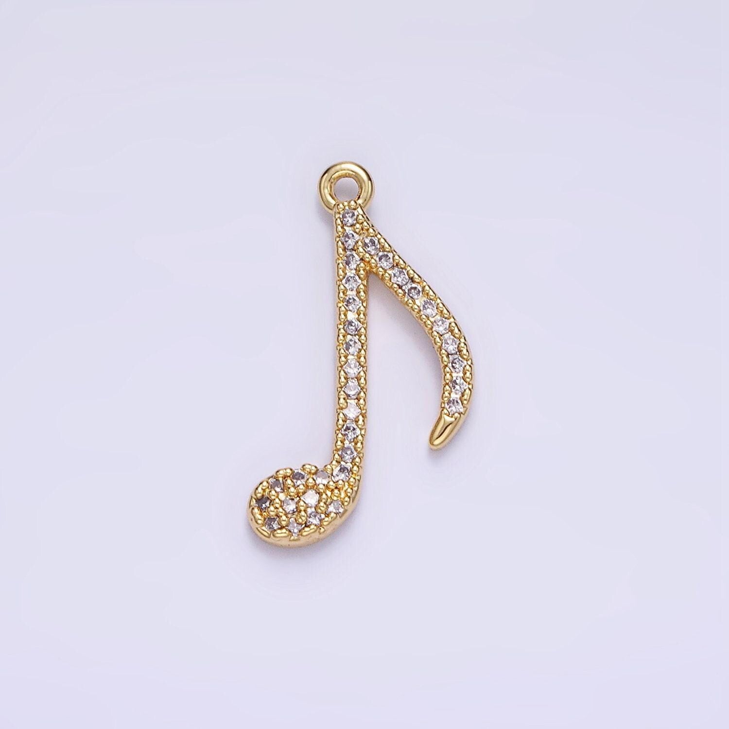 14k gold filled music eight note micro paved cz charm | ag-704