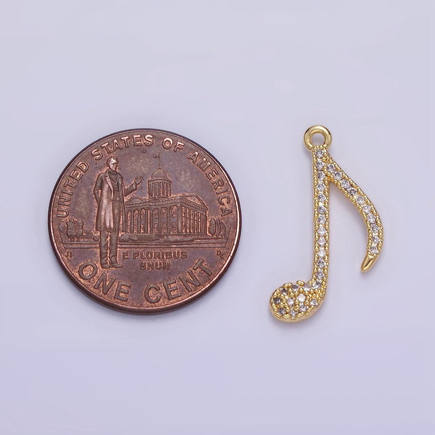 14k gold filled music eight note micro paved cz charm | ag-704