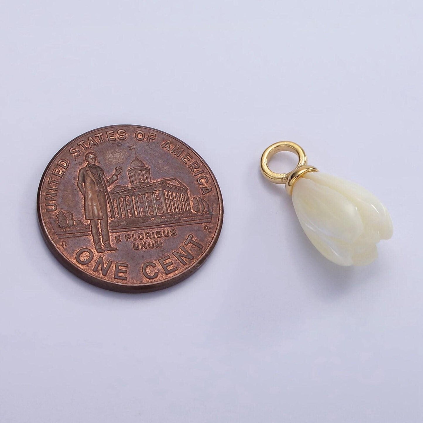 Dainty pearl flower bud charm diy hawaiian jasmine flower floral island style jewelry making pikake pearl pendant supply ag690