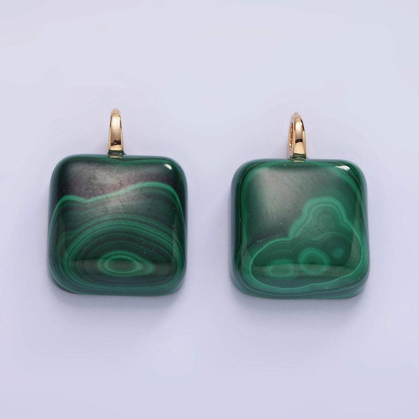 Malachite square beads charms - brass beads pendant natural stone 14k gold filled pendant for necklace component ag682