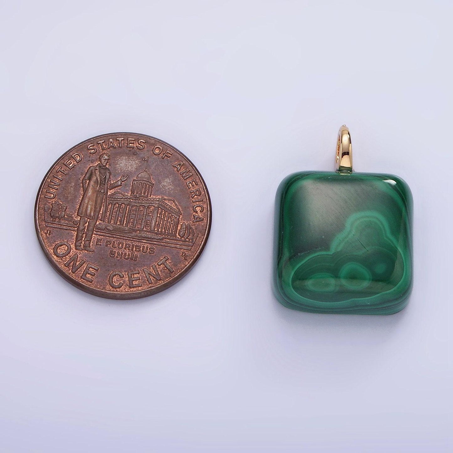 Malachite square beads charms - brass beads pendant natural stone 14k gold filled pendant for necklace component ag682