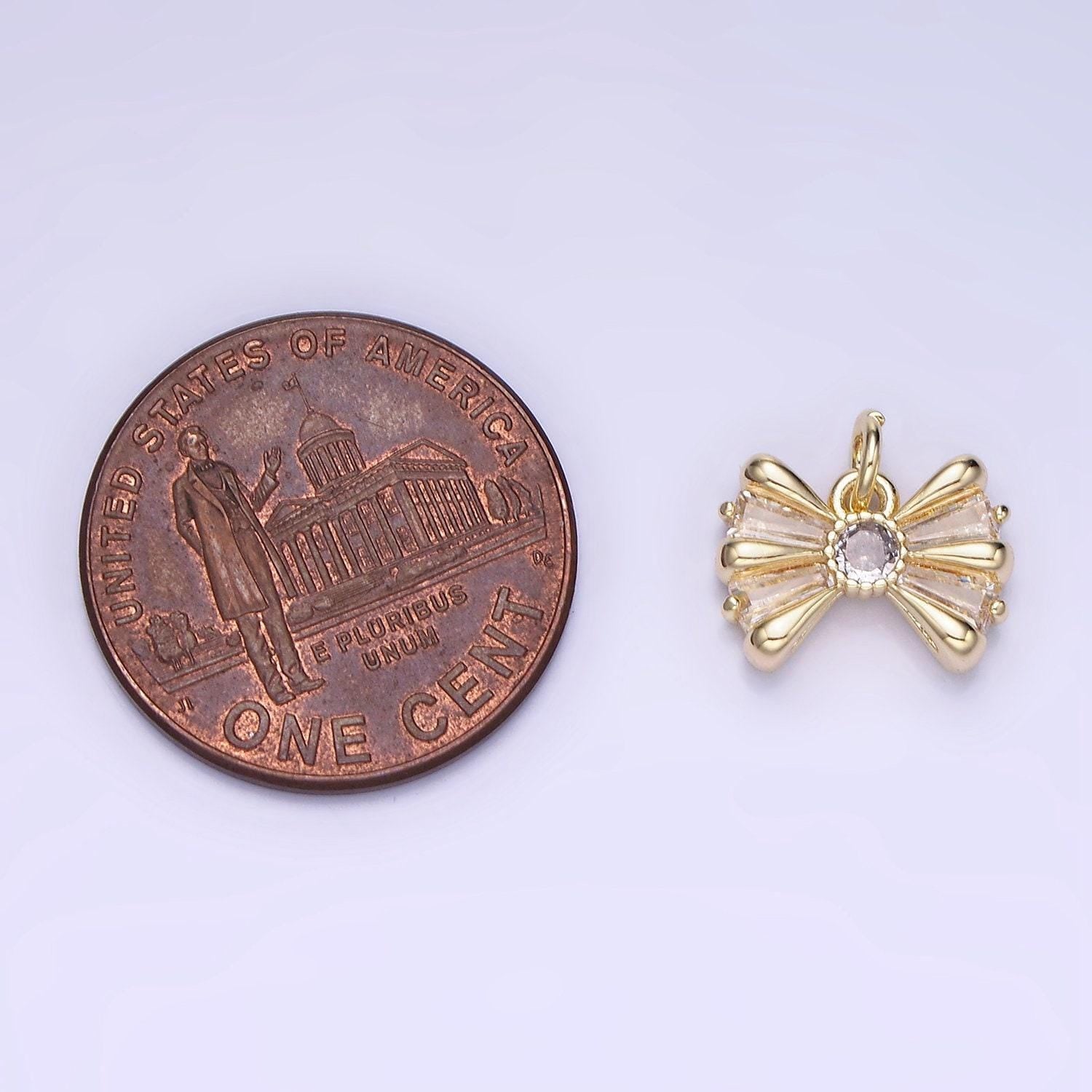 Mini gold bow charm for bracelet necklace earring supply ag679