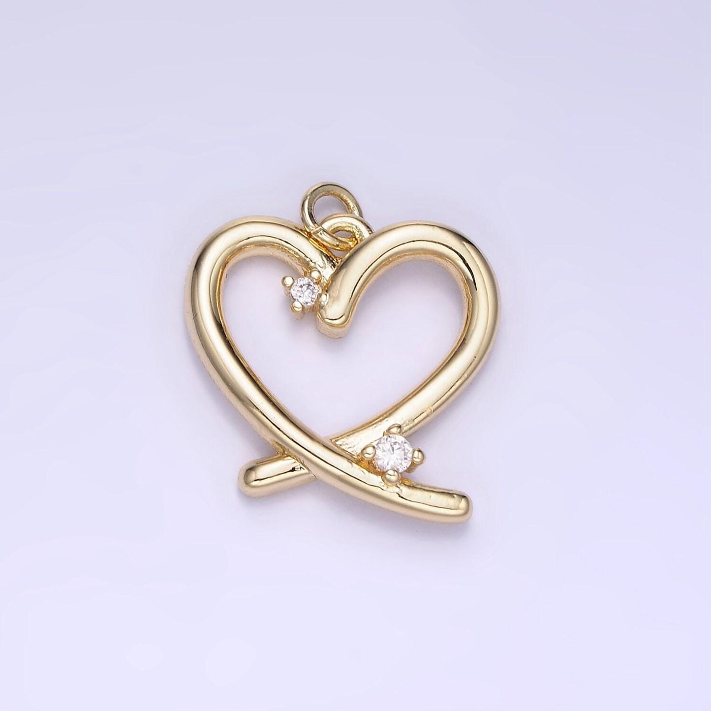 14k gold filled open heart w/ cz 18.5mm | ag-672