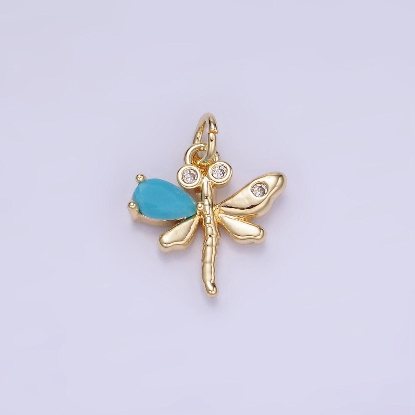 14k gold filled dragonfly cz wing 14mm | ag-673