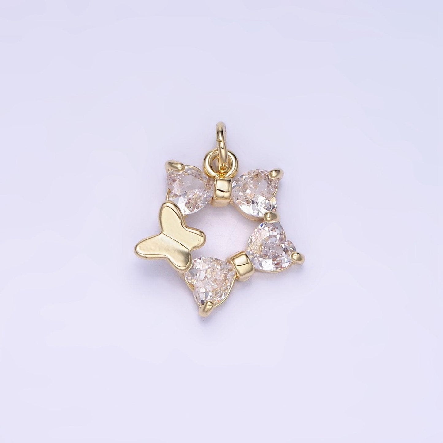 14k gold filled cz star with butterfly charm | ag-666
