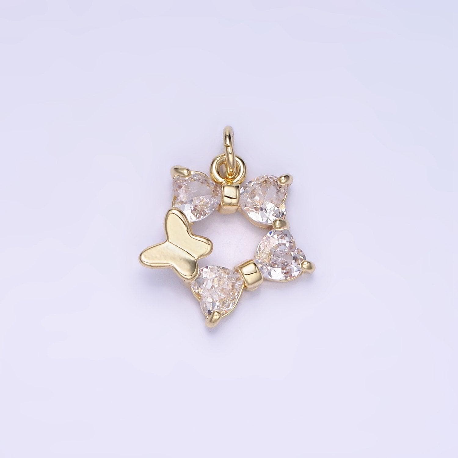 14k gold filled cz star with butterfly charm | ag-666