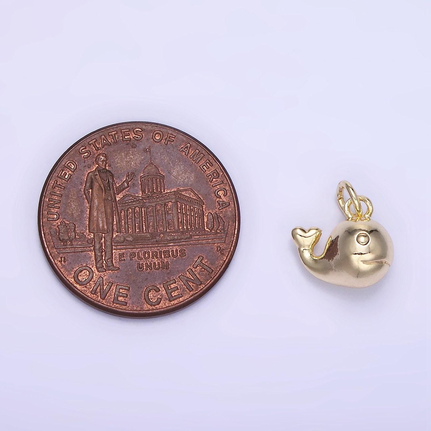 14k gold filled mini whale smiling charm | ag-653