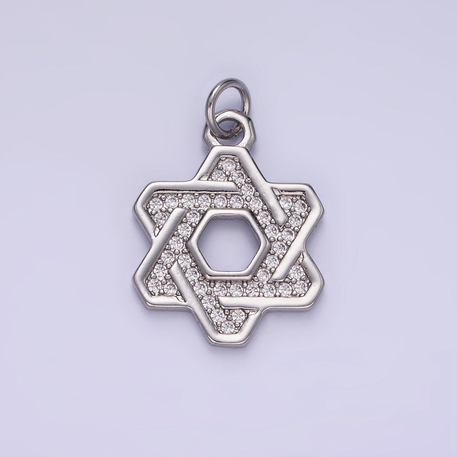 Dainty star of david 14k gold filled lightweight religious charm pendant jewish celestial jewelry micro pave cubic zirconia charm ag648