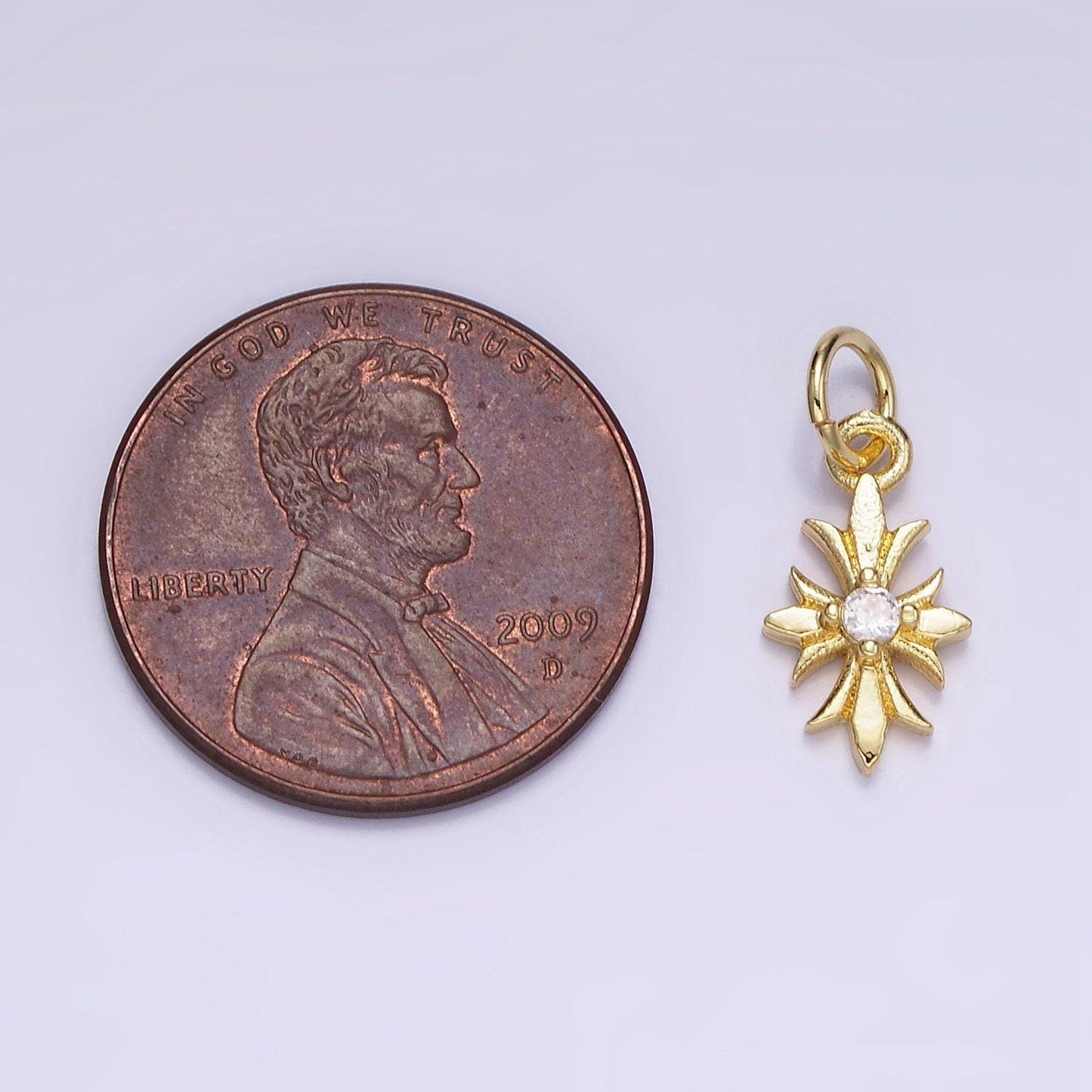 Mini cross charm 14k gold filled 16mm clear cz fleury cross add-on charm | ag647