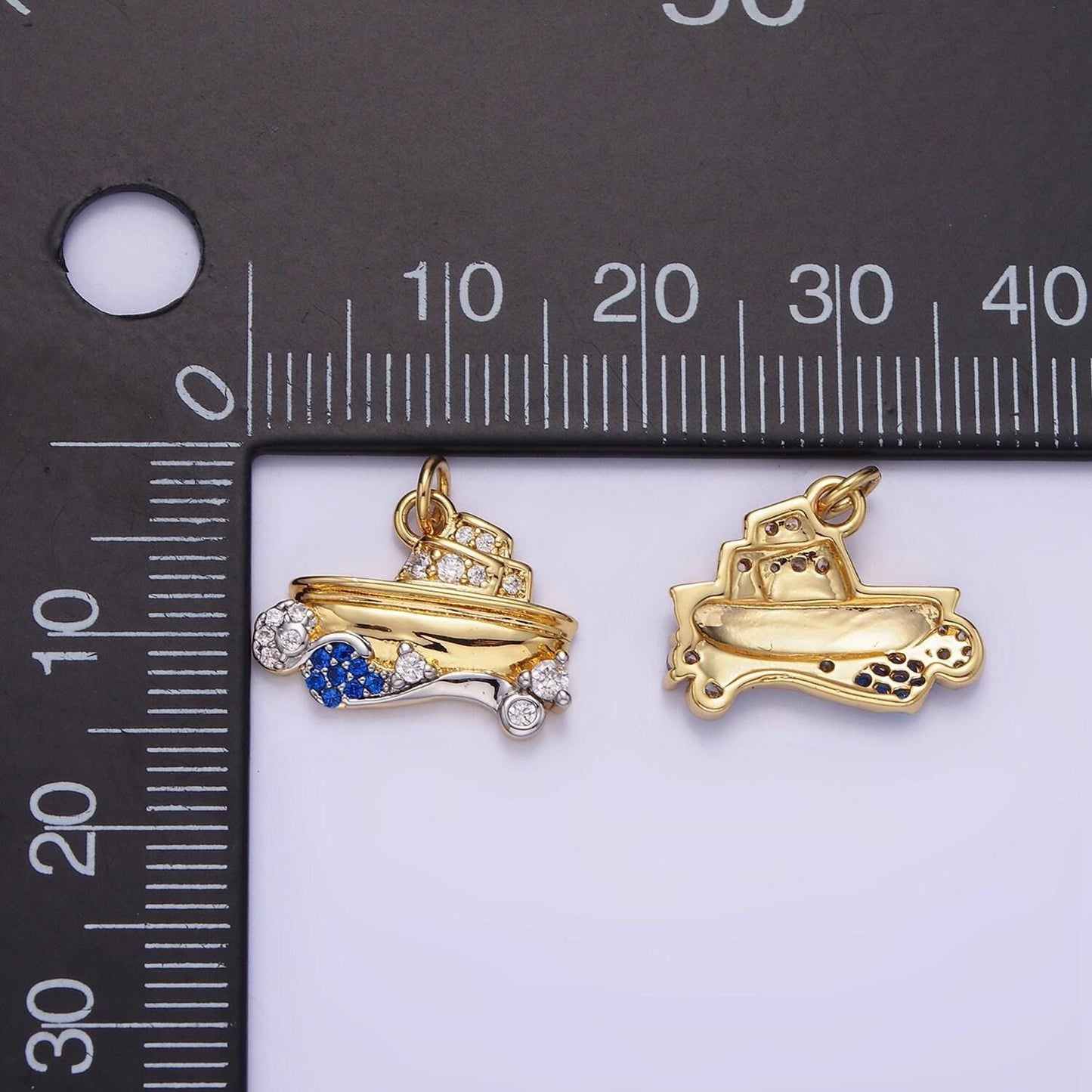 14k gold filled speed boat in water 14.8mm | ag-632