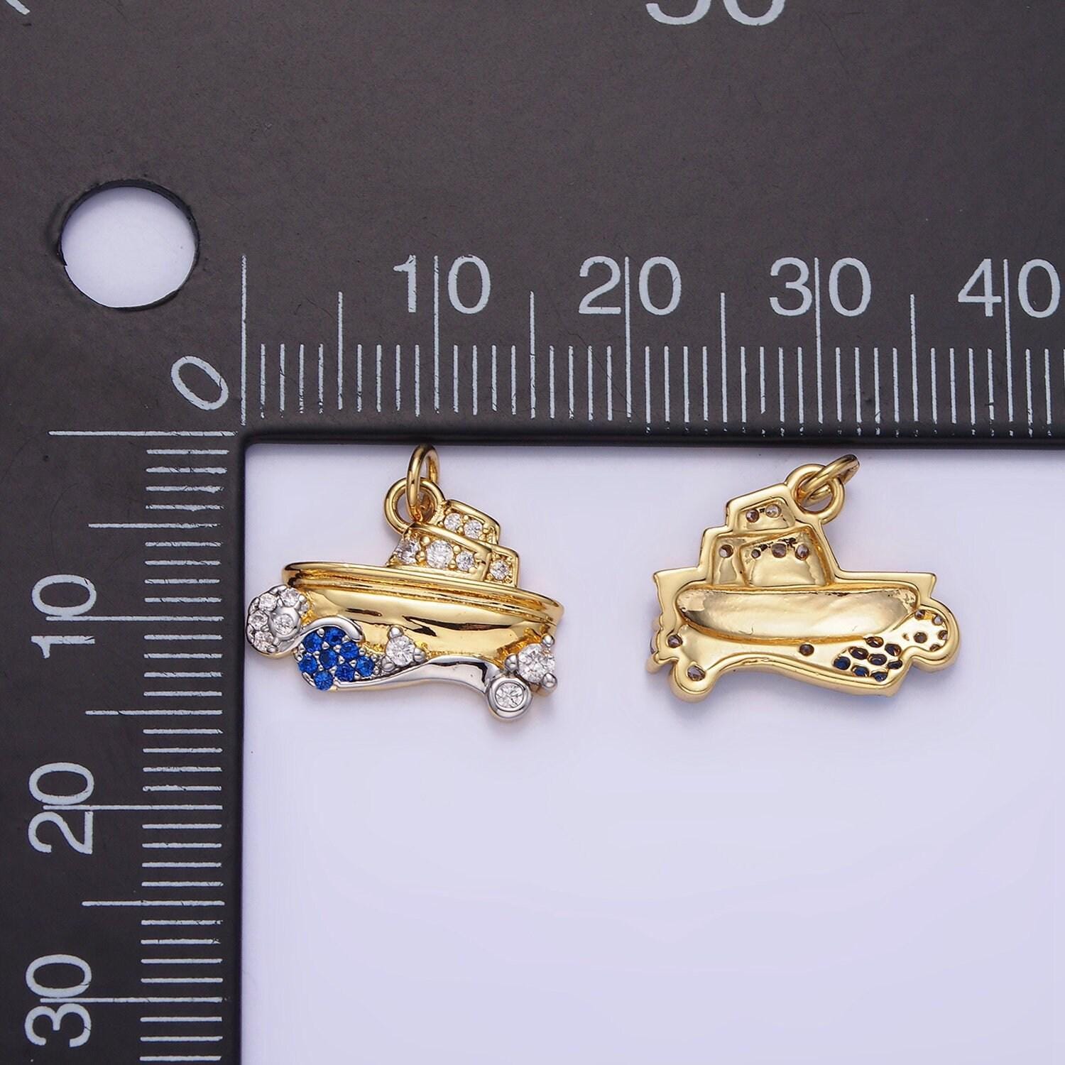 14k gold filled speed boat in water 14.8mm | ag-632