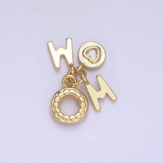 14k gold filled mom w/ cz heart 20mm | ag-629