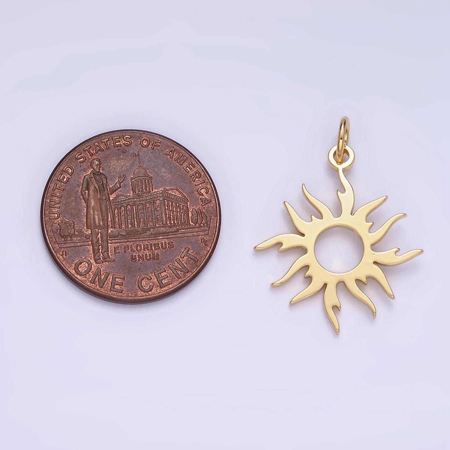 14k gold filled blazing sun 14mm charm/pendant | ag-626