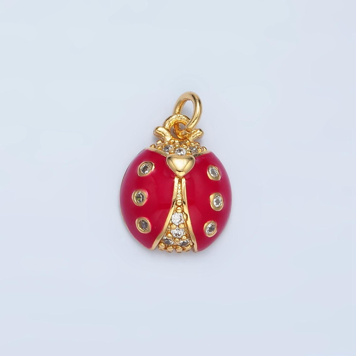 Dainty red pink lady bug charm enamel animal charm bracelet necklace pendant earring component supply ag622