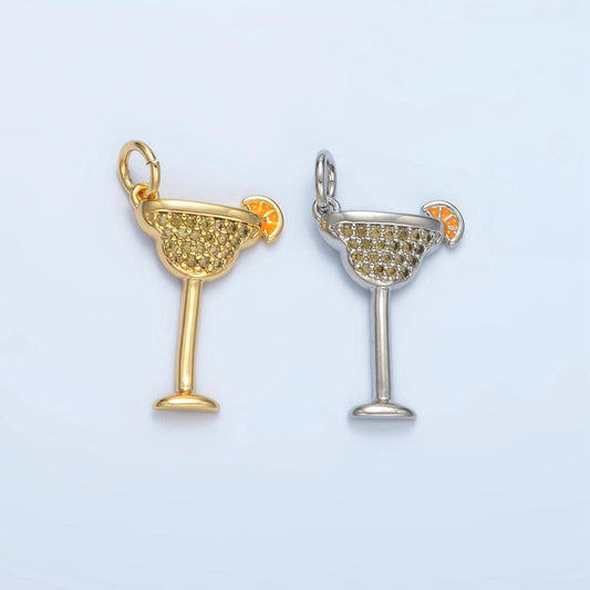 Dainty gold cosmopolitan margarita charm cz cubic gold drink glass party micro pave pendant silver cocktail pendant drink charm gold filled