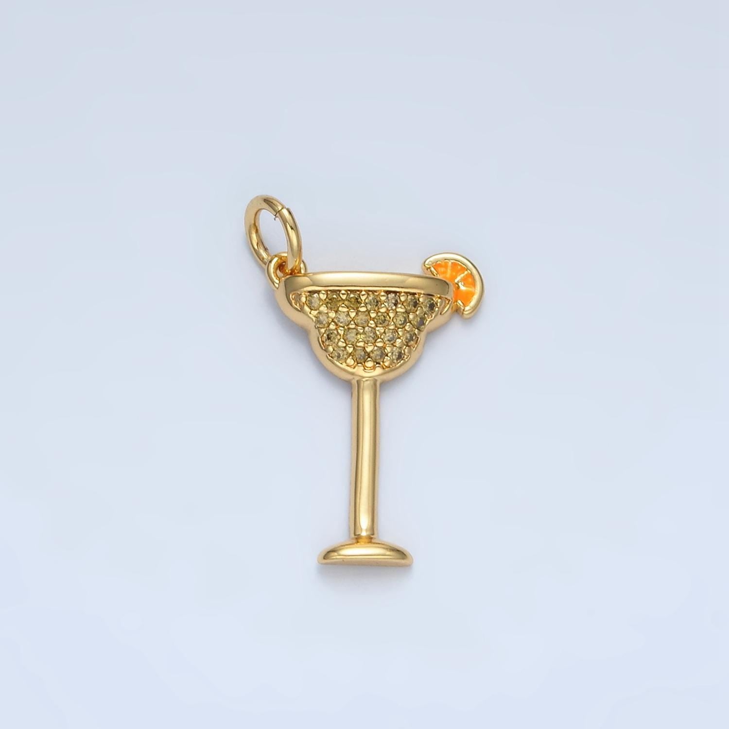 Dainty gold cosmopolitan margarita charm cz cubic gold drink glass party micro pave pendant silver cocktail pendant drink charm gold filled
