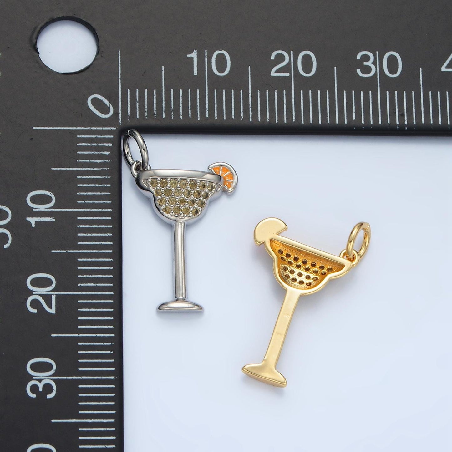 Dainty gold cosmopolitan margarita charm cz cubic gold drink glass party micro pave pendant silver cocktail pendant drink charm gold filled