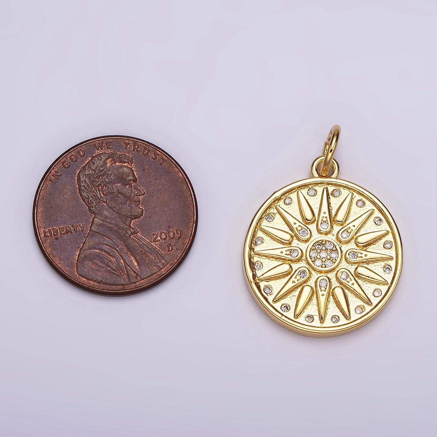 14k gold filled micro pave sun charm, clear cubic charms, cz gold bohemian jewelry inspired charm, sun burst celestial jewelry supply ag-583