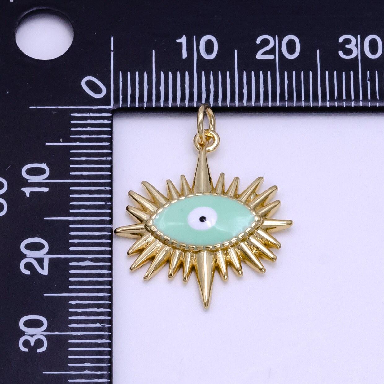Gold evil eye charm necklace blue eye for amulet jewelry ag-545