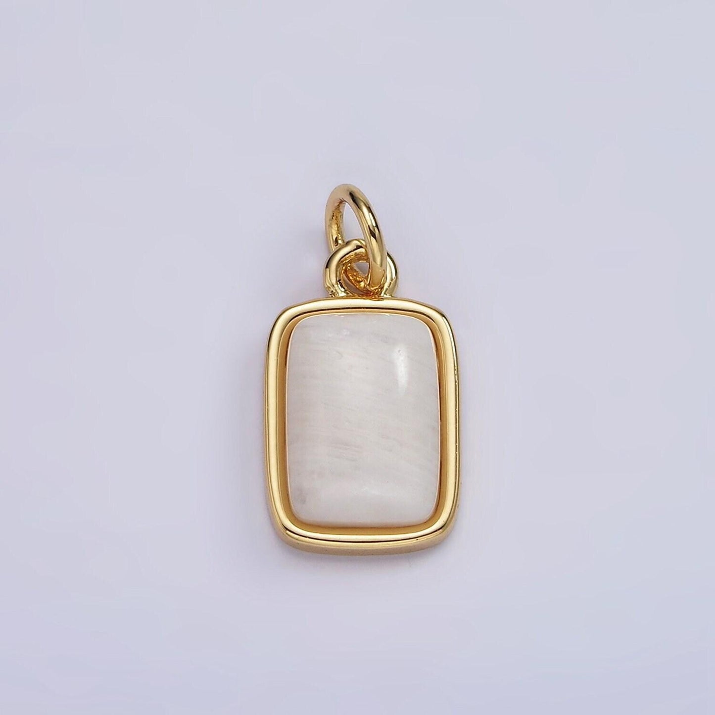 14k gold filled amazonite, moonstone, labradorite rectangular bezel charm | ag540 - ag542