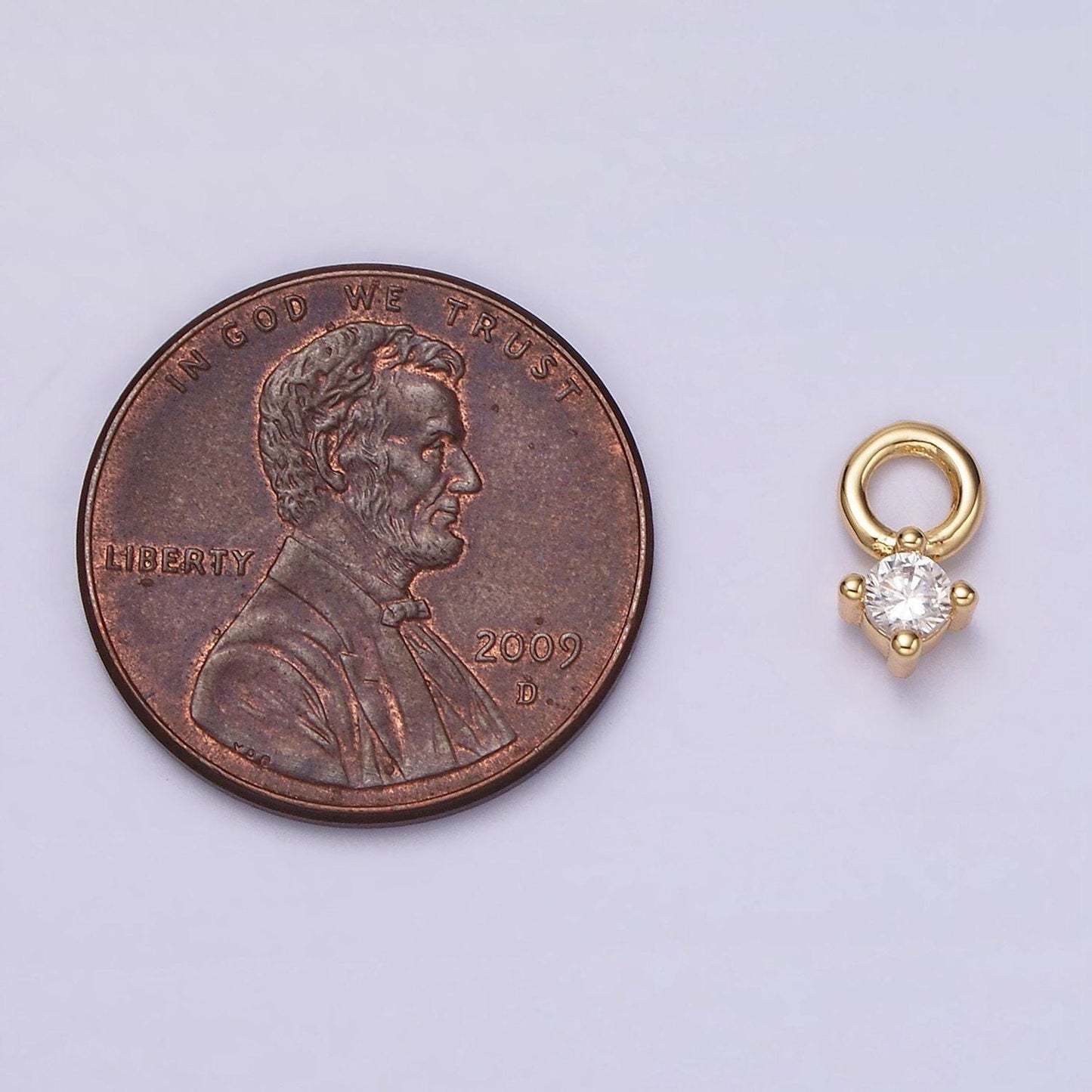 14k gold filled 5mm clear cz round mini add-on charm | ag529