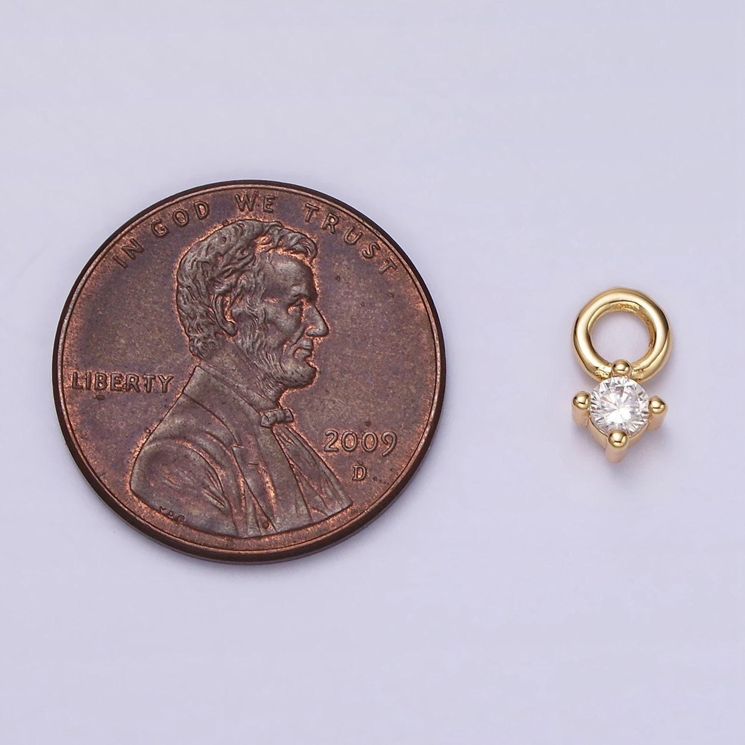 14k gold filled 5mm clear cz round mini add-on charm | ag529