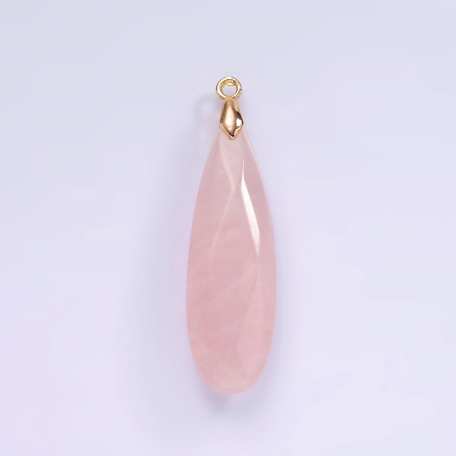 14k gold filled rose quartz, tourmaline, aventurine, lapis lazuli, tiger eye, amethyst, onyx teardrop multifaceted charm | ag471 - ag477