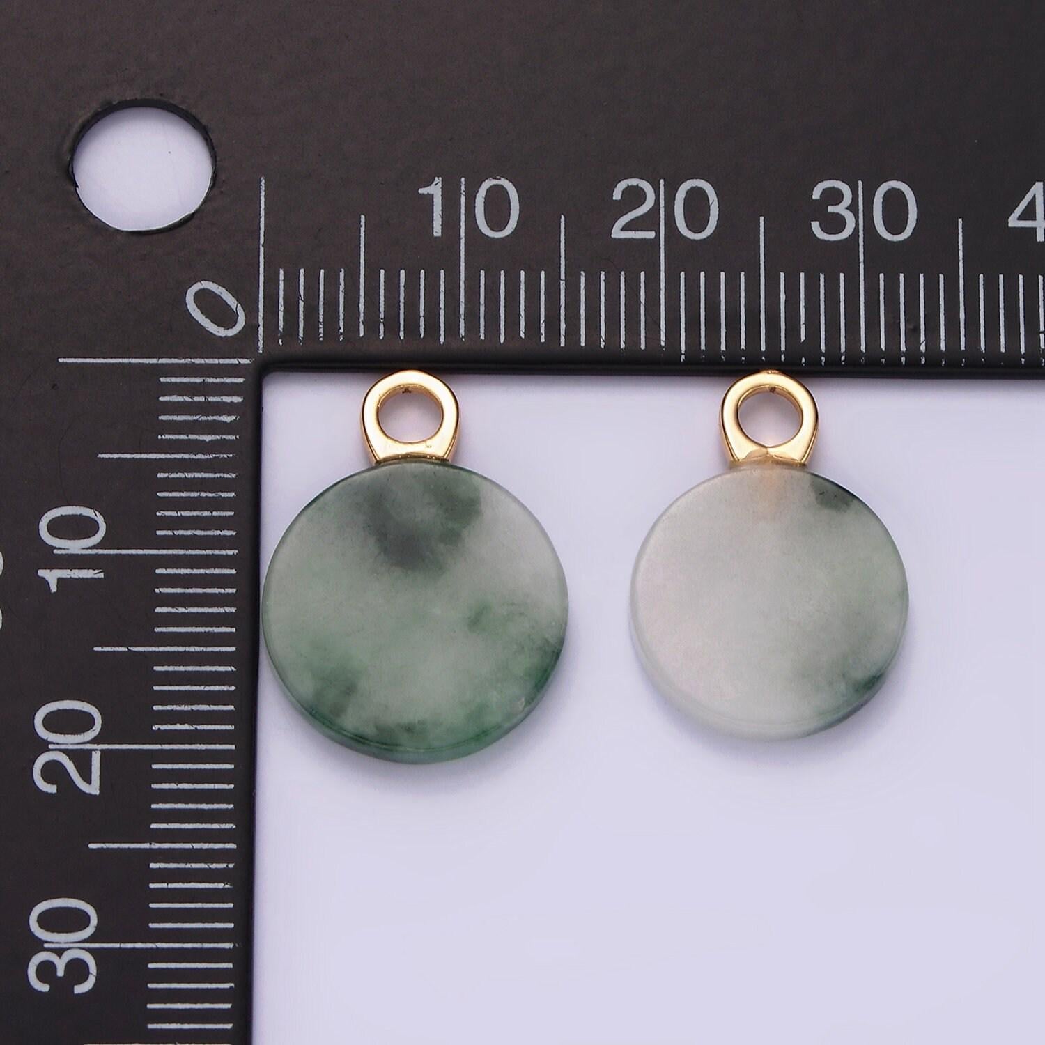 14k gold filled green jade round natural bail pendant | ag461