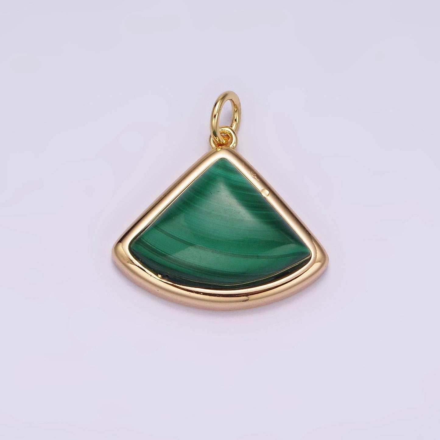 16k gold filled 20mm green malachite triangle bezel charm | ag454