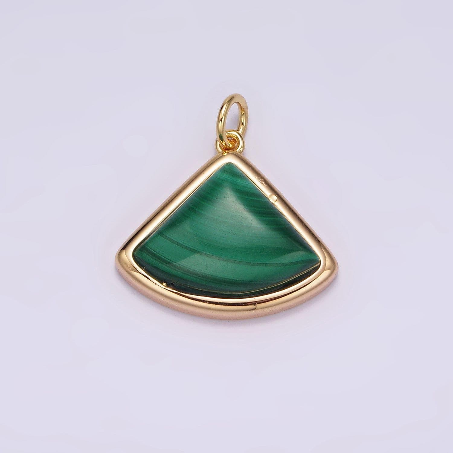 16k gold filled 20mm green malachite triangle bezel charm | ag454