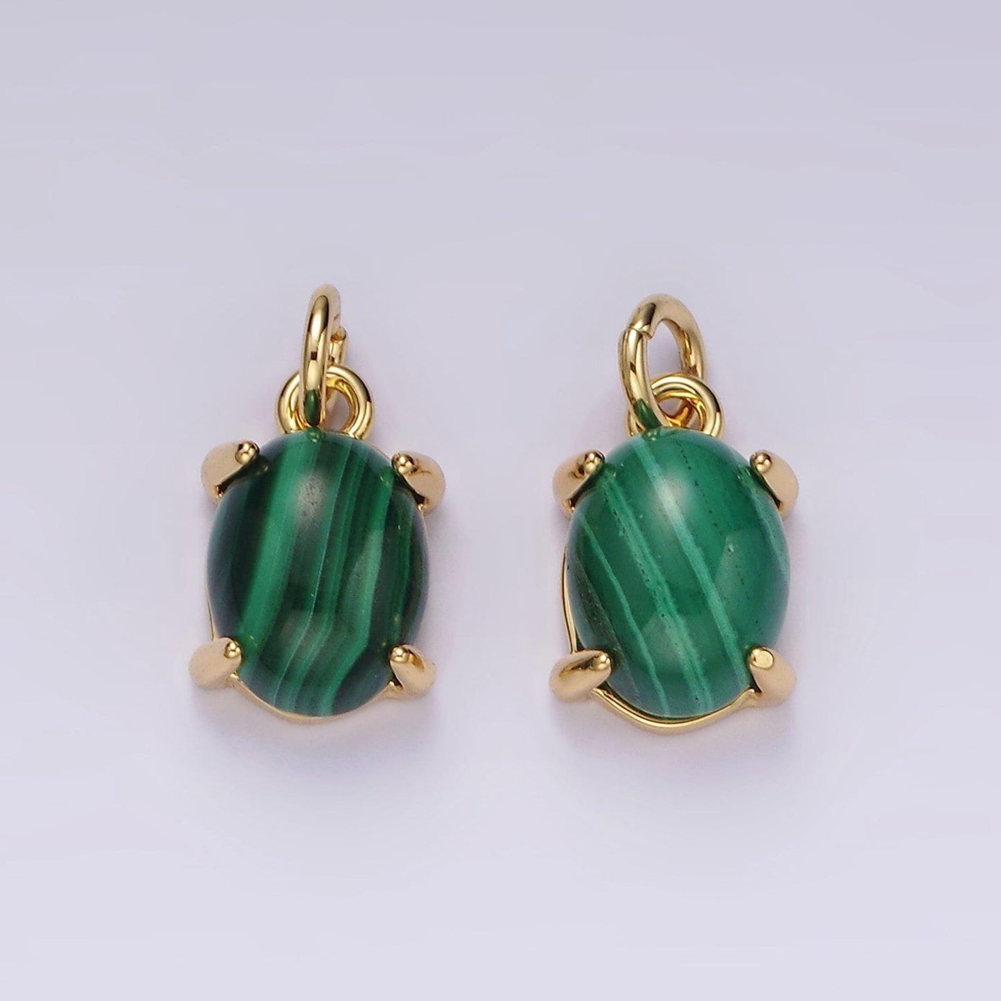 14k gold filled 10mm green malachite oval bezel minimalist charm | ag447