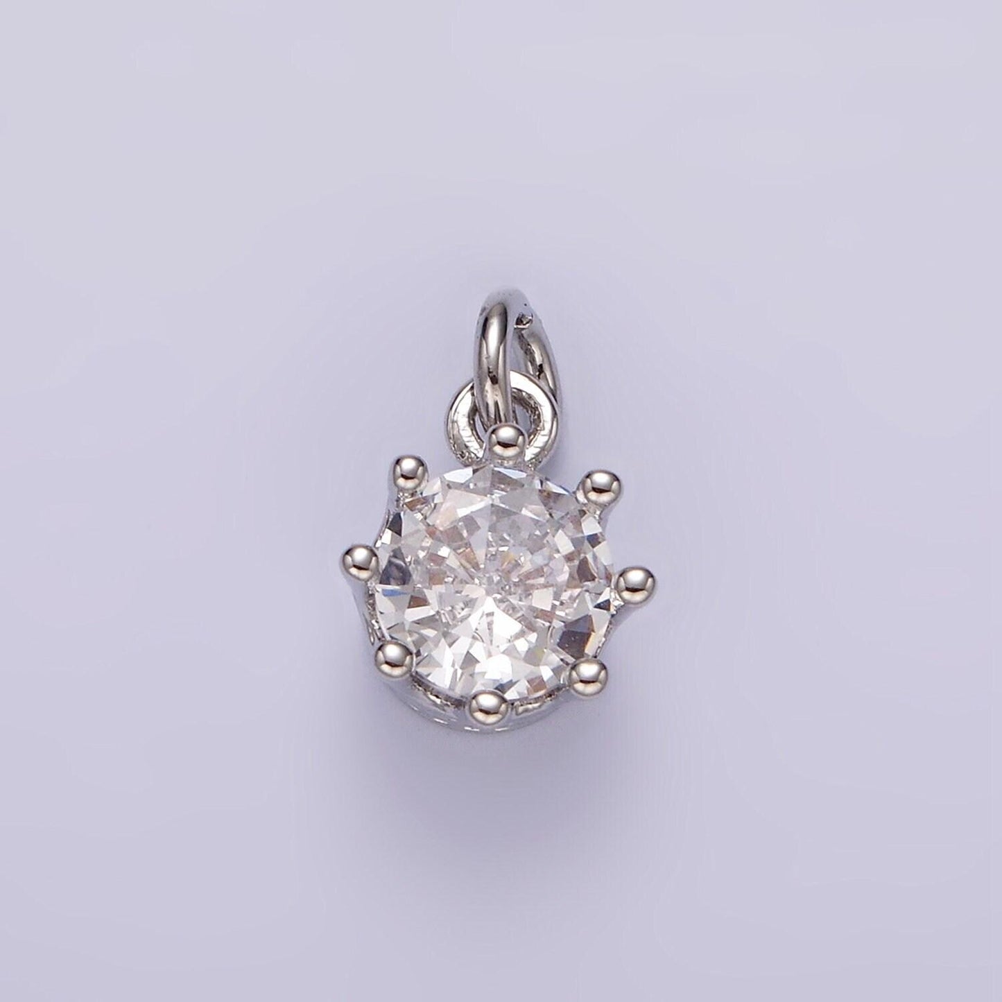 14k gold filled clear cz round dotted add-on charm in gold & silver | ag436 ag437