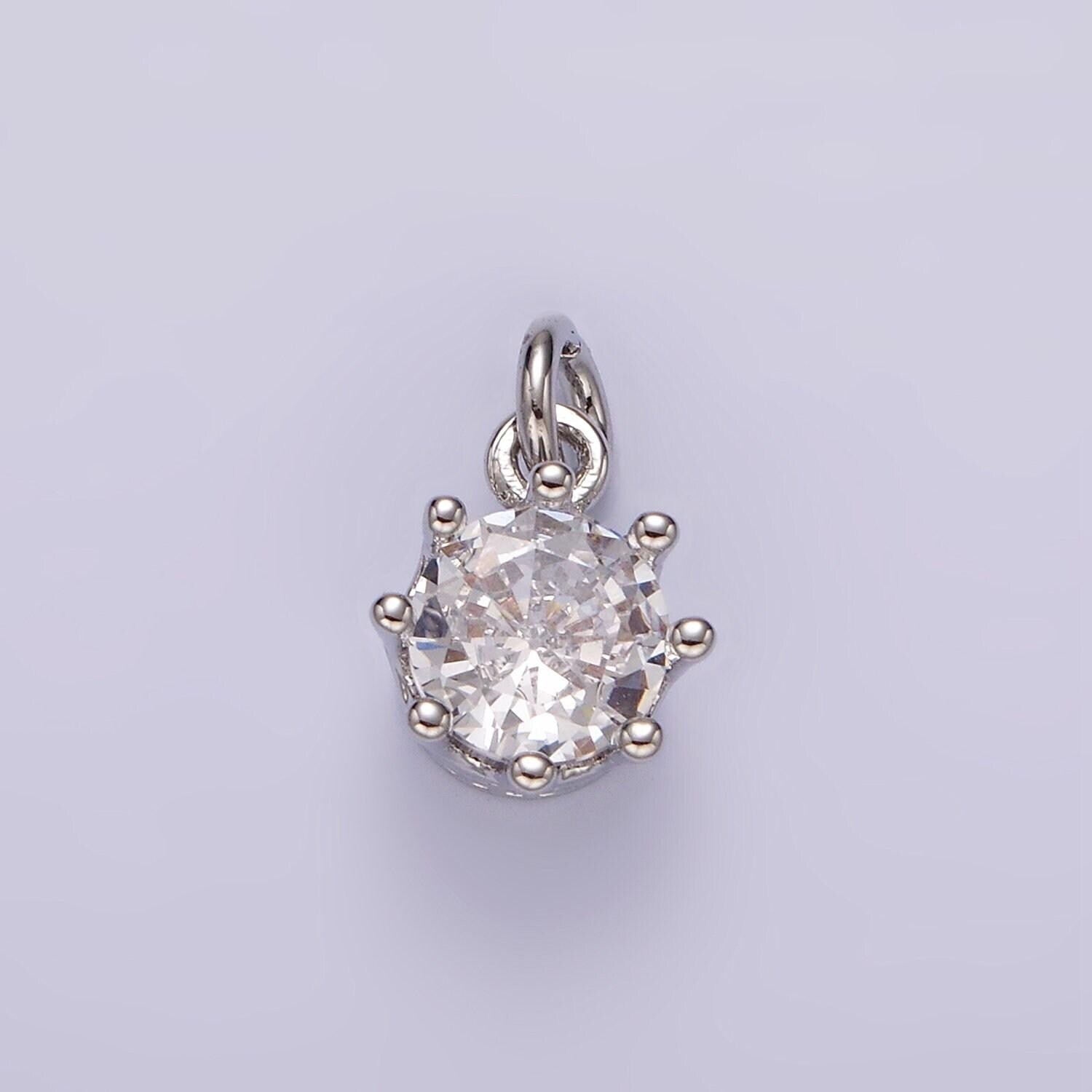 14k gold filled clear cz round dotted add-on charm in gold & silver | ag436 ag437
