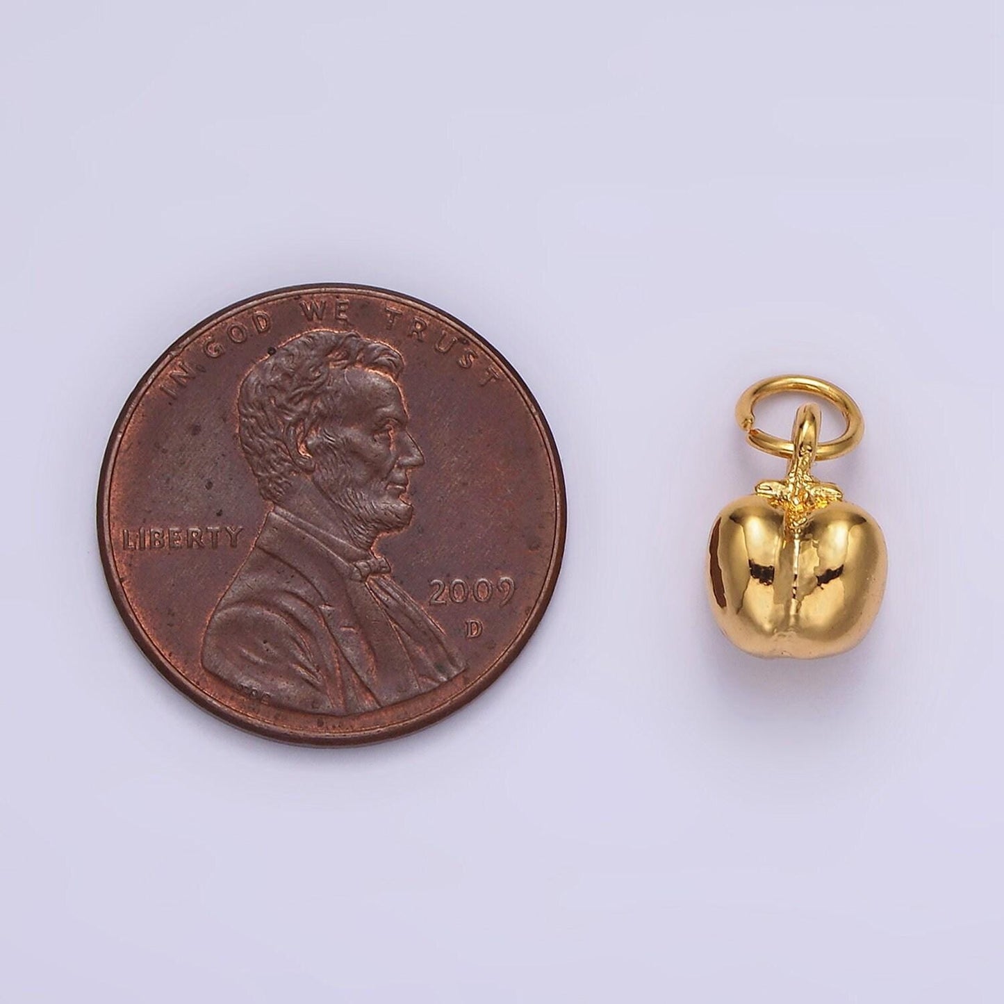 Gold bell pepper fruit puffed minimalist add-on charm fruit food pendant jewelry inspired | ag404